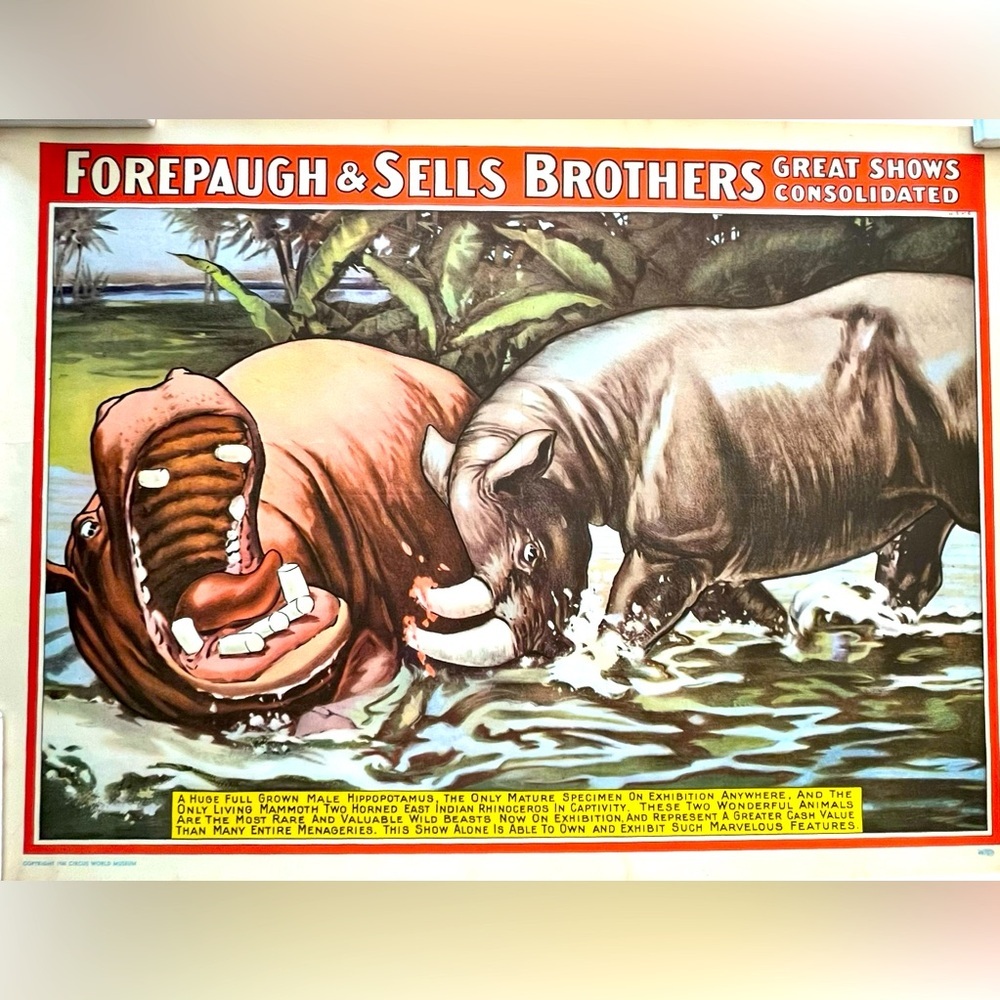 Vintage 1960 Forepaugh & Sells Brothers Vintage Circus Poster
